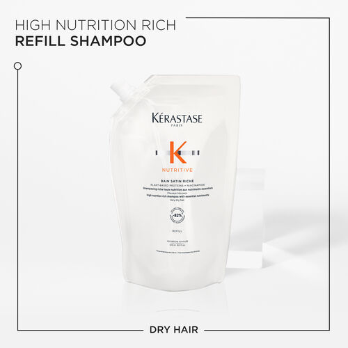 Nutritive Bain Satin Riche Refill Shampoo Pouch For Very Dry Hair - AU 500ml Bain Launch Parcel salons | L'Oréal Partner Shop